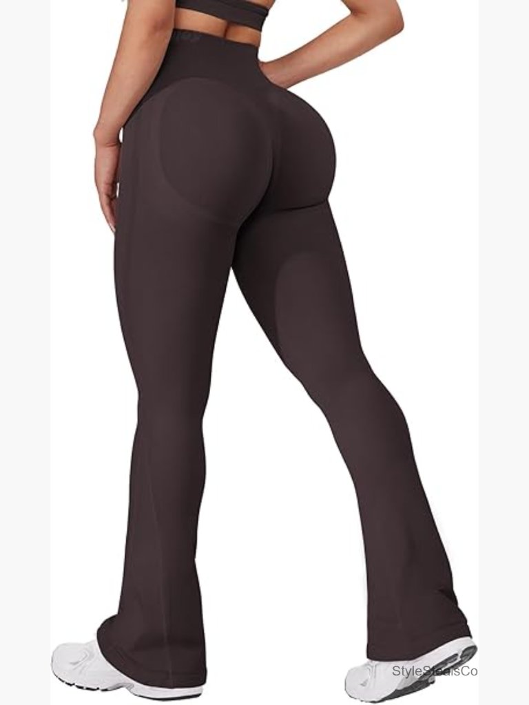 30" Seamless Flared Yoga Leggings Scrunch Butt Lift High Rise Workout